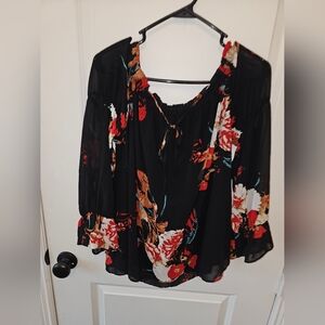 Floral Black Blouse